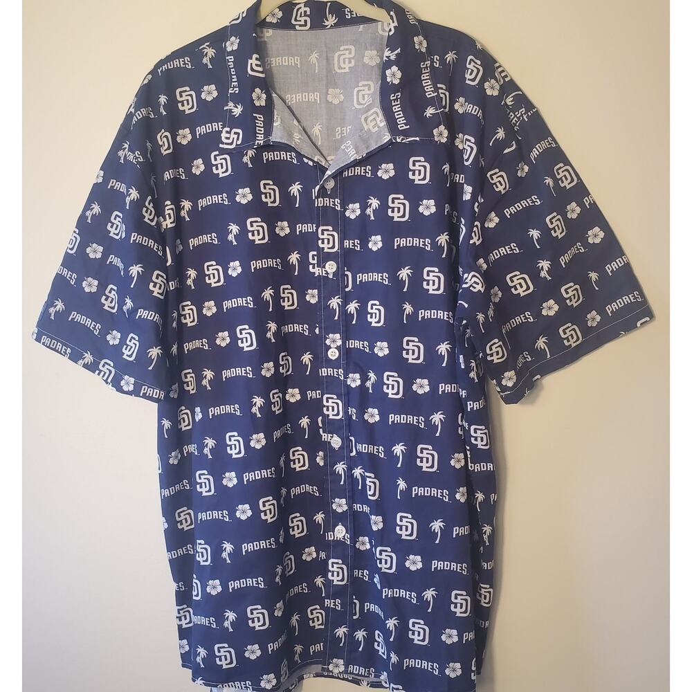 Padres Short Sleeve Blue Logo Button Up Short Sleeve XXL BDA National University